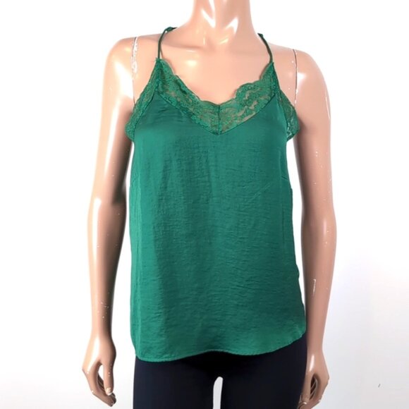 3/$20 H&M Lace Trim Satin Cami Top Racerback Sleeveless Tank Top Silky Sleepwear - Picture 3 of 8